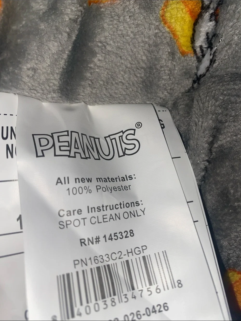 Peanuts Gray & Cream Plush Small Pet Bed with Candy Corn Motif